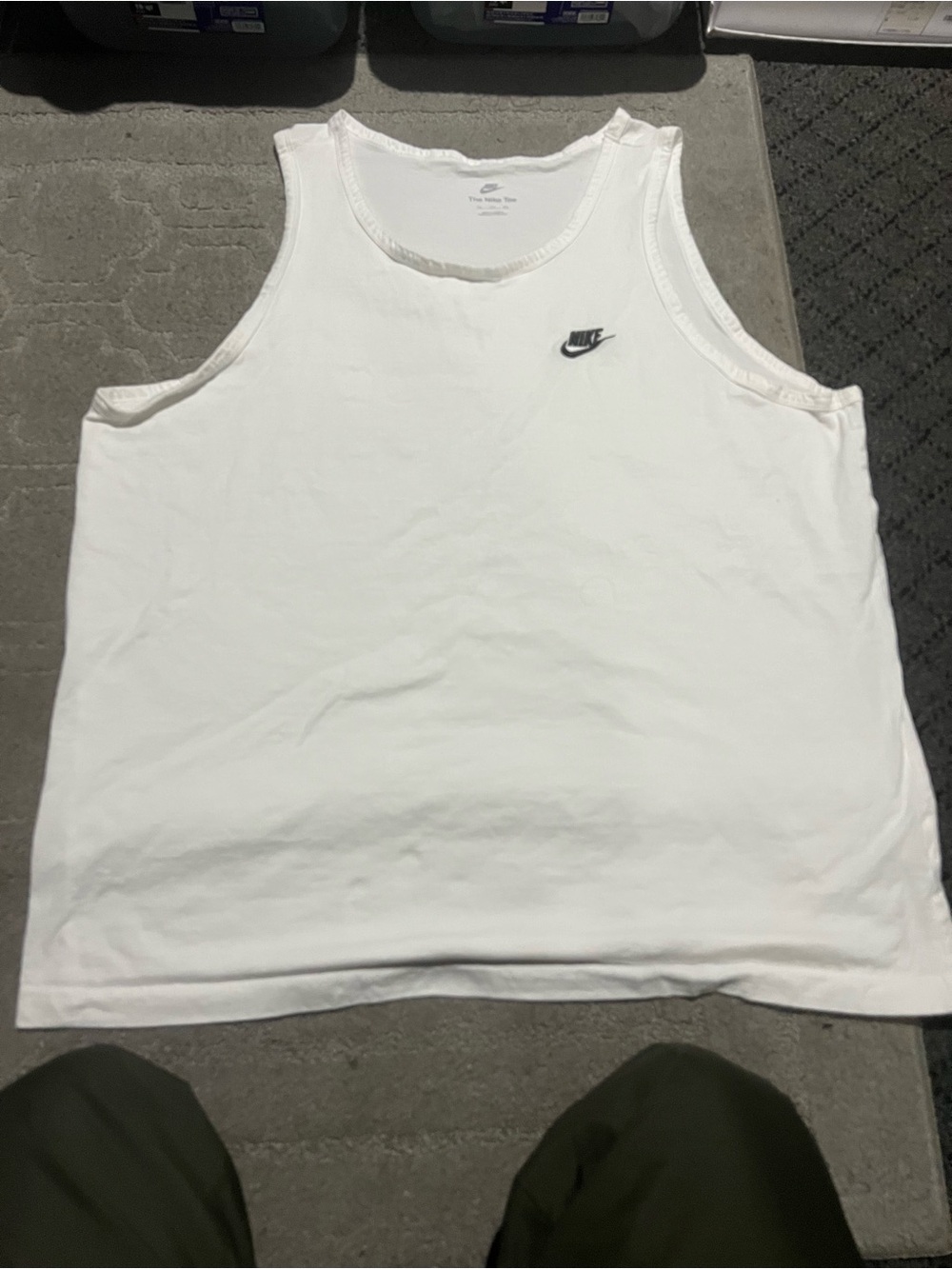 Nike White Men’s Tank Top with Black Swoosh